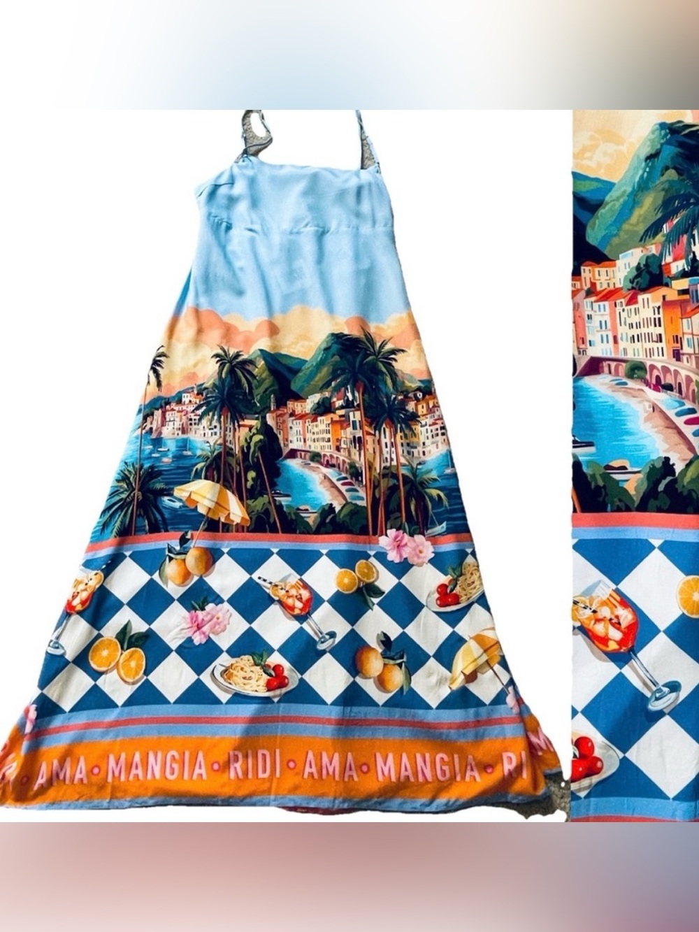 PAPER HEART Australia Fabulous NWOT ITALIAN RIVIERA Print MAXI Sun DRESS Size M